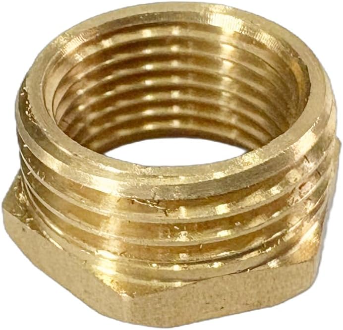 JENSWILL 1/2" NPT Male x 3/8" NPT Female Brass Reducer Hex Bushing Threaded Pipe Fitting Reducing Adapter Pack of 2 - Image 2